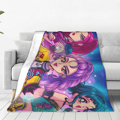 kpop Demon Hunters Huntrix Golden Blanket  Warm Graphic Plush Throw Blanket For Girls Boys Living Room Flannel Bedspread Cover