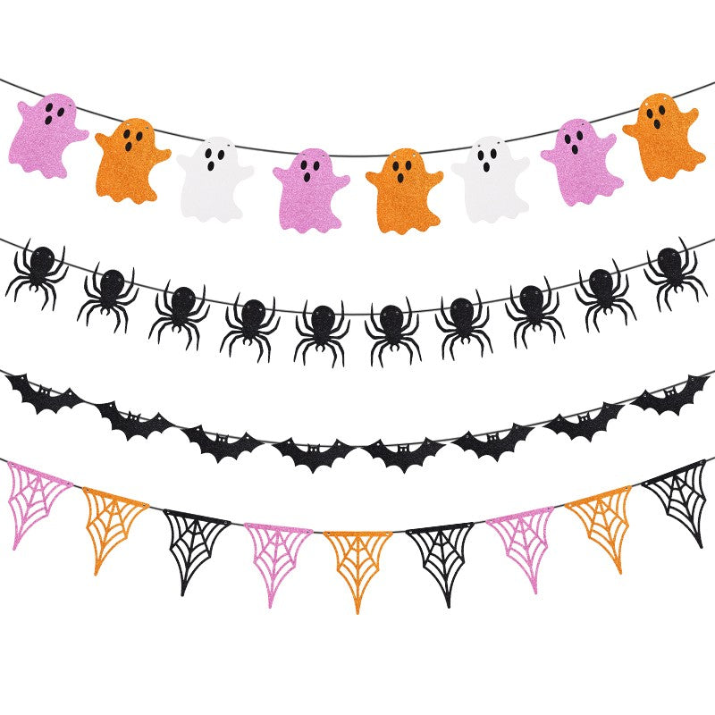 3M Halloween Paper Banner Horror Bat Spider Ghost Flag Garland Bunting For Halloween Home Party Hanging Props Decorations