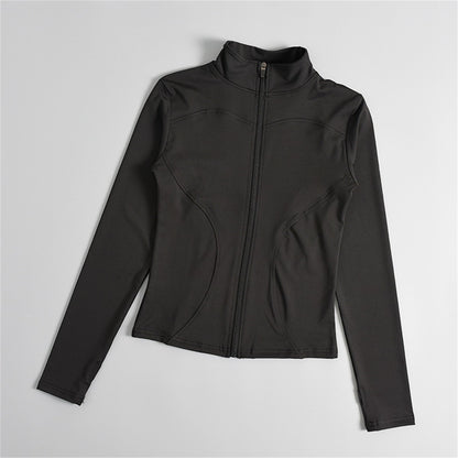 Women Long Sleeve Sport Jacket Spring Summer Gym Workout Coat Yoga Running Sports Cycling Top Casual Zipper Outfit Clothes Chic