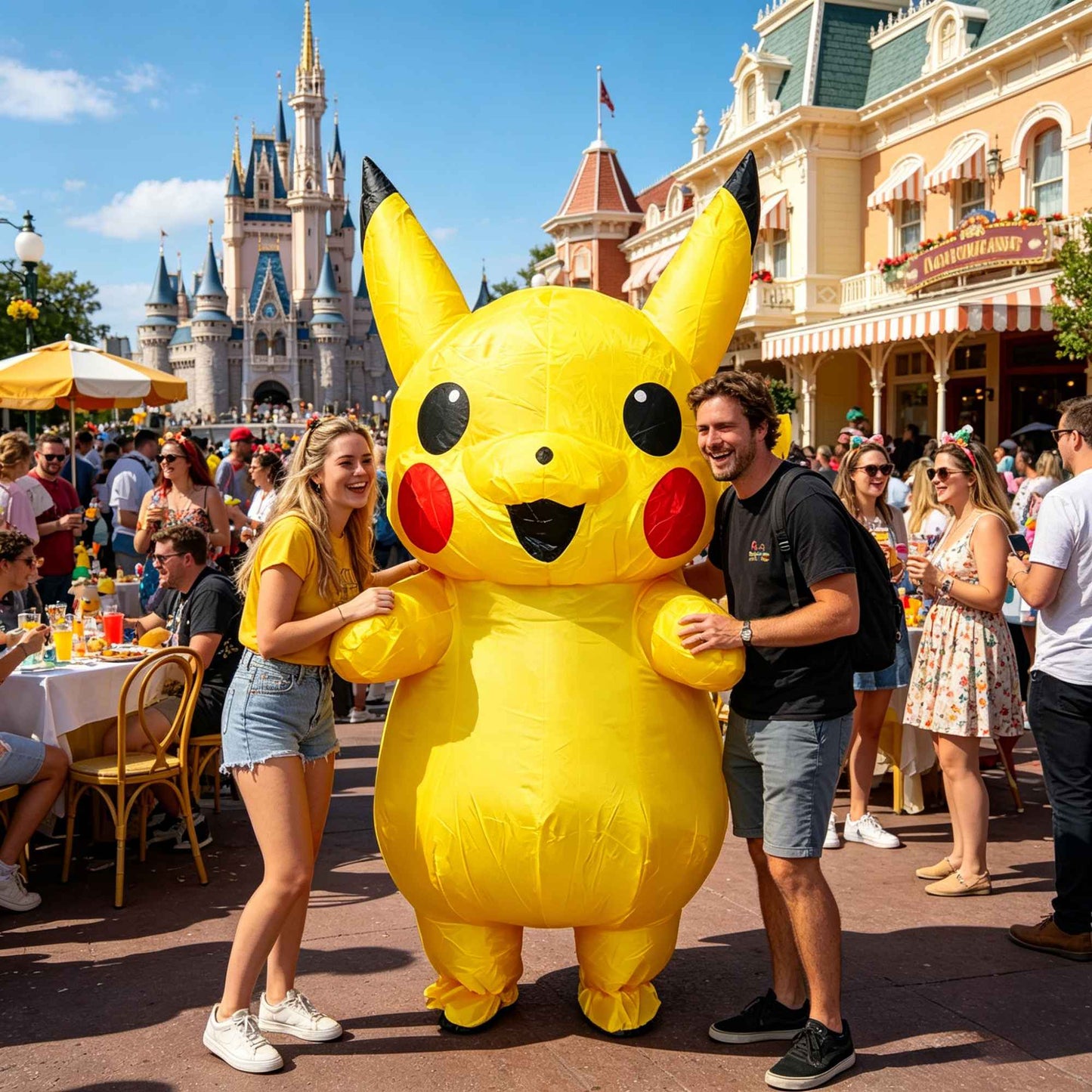 Shy Yellow Rabbit Inflatable Costume Mascot Parade Adult Character Cosplay Birthday Halloween Party Event Set