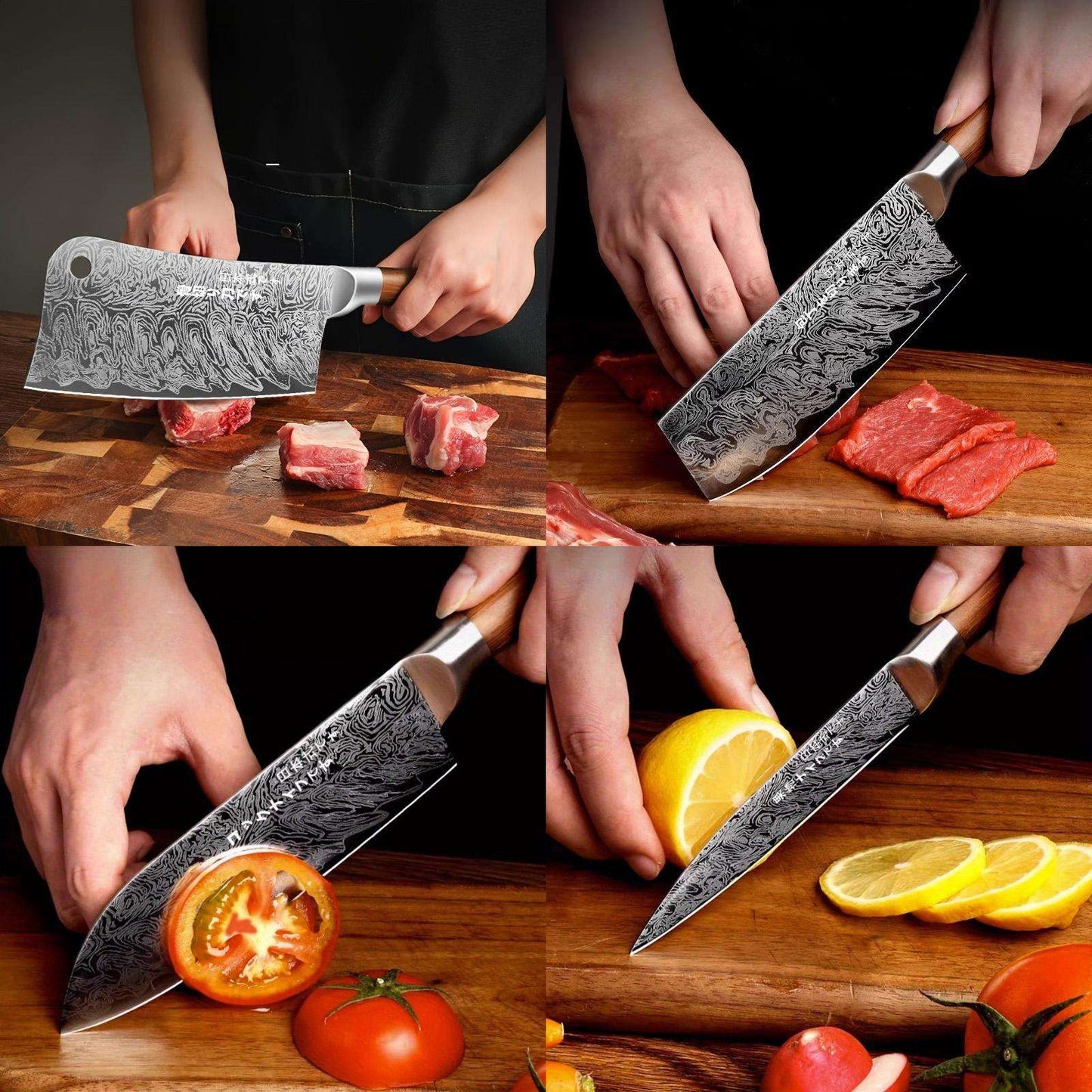 Japanese Style 4-Piece Kitchen Knife Set-Stainless Steel Chef Knives, Multifunctional Kitchen Knives for Home and Restaurant Use