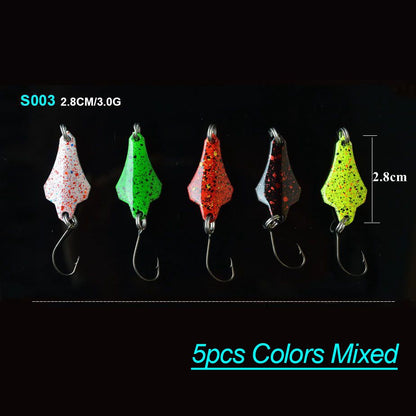 TOMA Fishing Spoons Metal Trout Lures 5pcs 2.2g 2.5g 3g 4.5g 5g Small Hard Bait Sequins Spinner Fishing Spoon with Single Hook