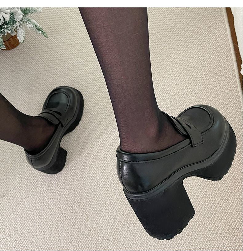 autumn Platform Mary Jane Shoes Ladies Hot Sale High Heels Loafers Women Shoes Retro Chunky Heels Pumps Woman Uniform College