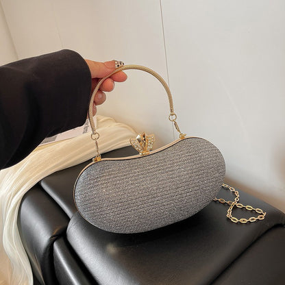 Luxury Shiny Evening Bag for Women Elegant Diamonds Buckle Exquisite Metal Handel Chain Clutch Bag Sparking Sequined Party Bags