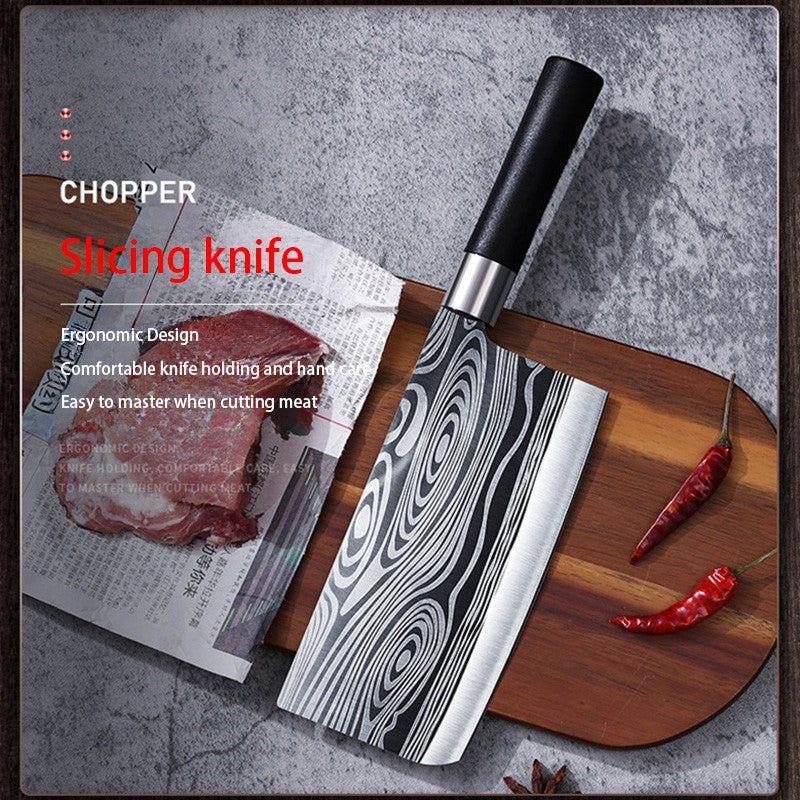 Kitchen Knives Scissors Sharpening Rod Set Laser Damascus Pattern Utility Stainless Steel Sharp Slicing Chef knife Cooking Tool