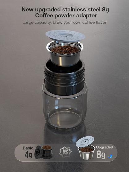 HiBREW Máquina de Café Portátil para Carro e Casa, DC12V Cafeteira Expresso Compatível com Cápsula Nespresso Dolce Pó de Café H4A