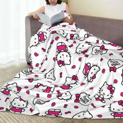 Christmas Hello Kitty Blankets Quality Warm Throw Blanket Winter Travel Office Couch Bed Graphic Bedspread