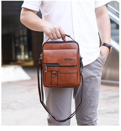 JEEP BULUO Luxury Brand Men Crossbody Messenger Bags Business Casual Handbag Male PU Shoulder Bag Large Capacity