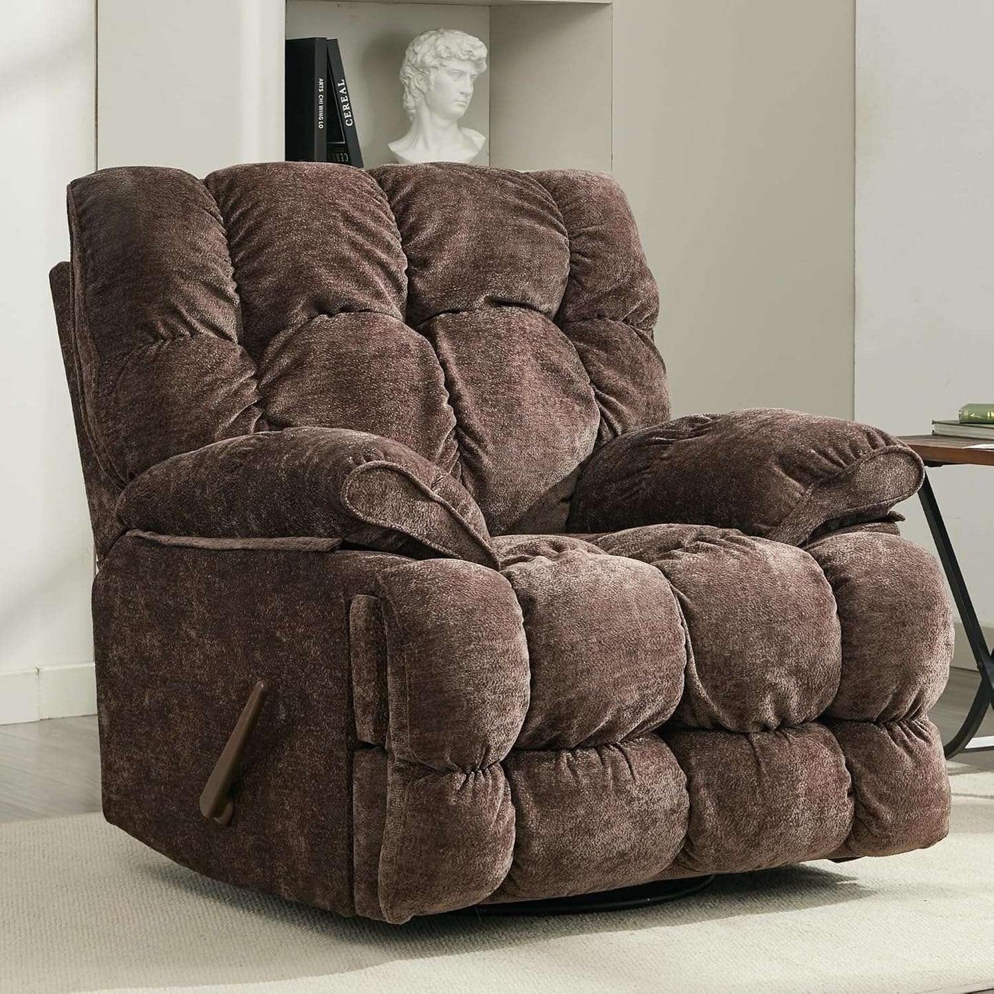Oversized Rocker Recliner Chair,Power Swivel Recliner for Living Room,Overstuffed Extra Wide Rocking Recliners with Padded Lumba