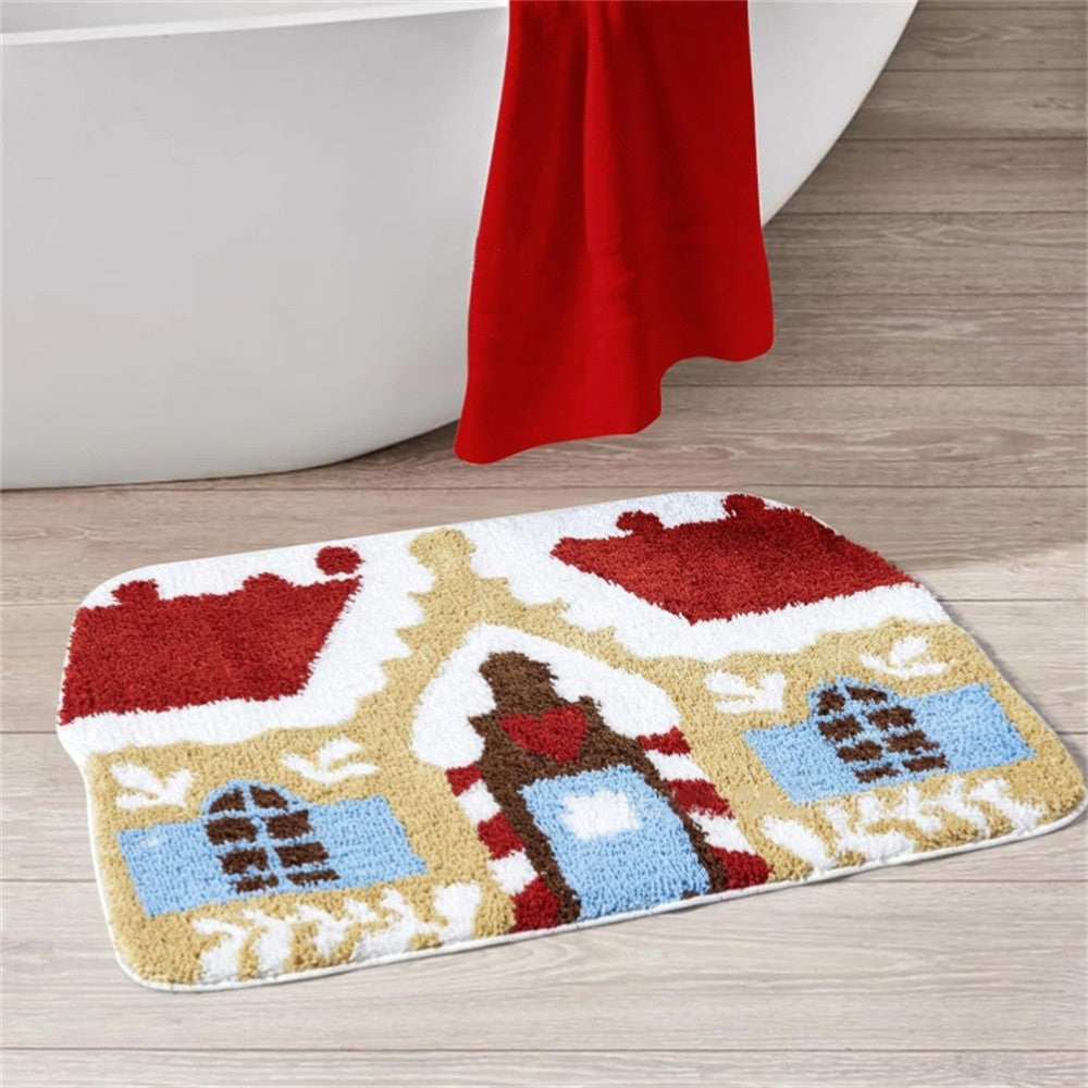 Christmas Mats Imitation Cashmere Carpet Bathroom Room Living Room Absorbent Non Slip Floor Mat Carpet Door Mat Home Party Decor