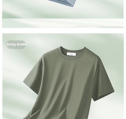 64% Cotton 25% Bamboo Fiber Cool T Shirt Men Short Sleeve Summer Tops For Men Round Neck Skin Friendly Solid Color Male Clothes