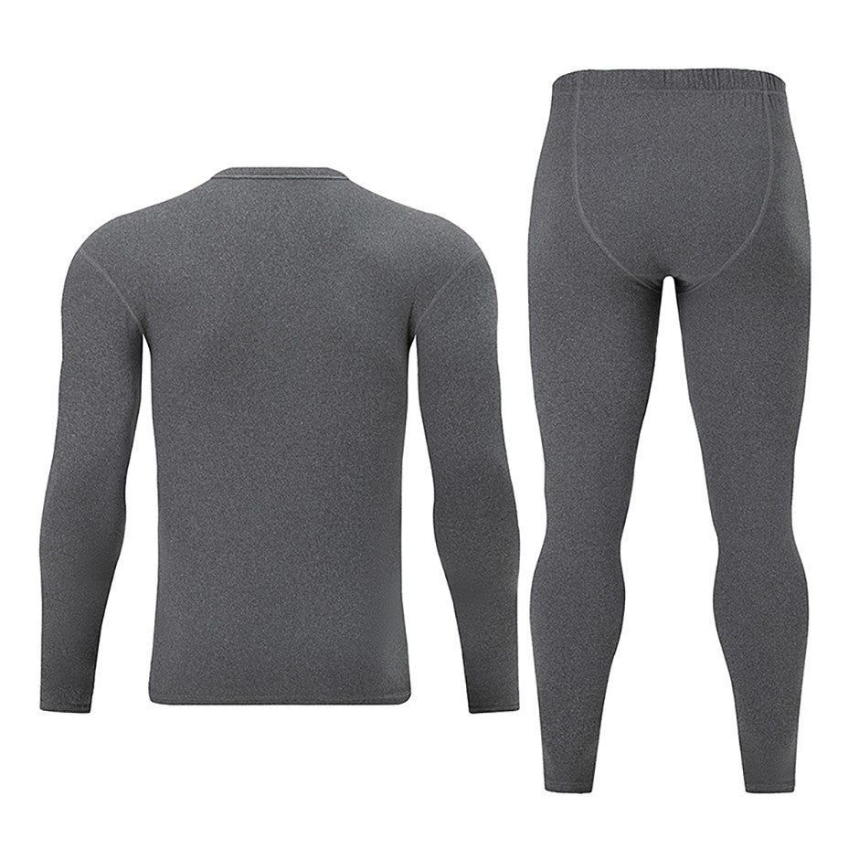 2-piece Autumn And Winter Men's Fashion Lucky Deer Pattern Solid Color Basic Warm Underwear Set Comfortable Long Sleeve Pants