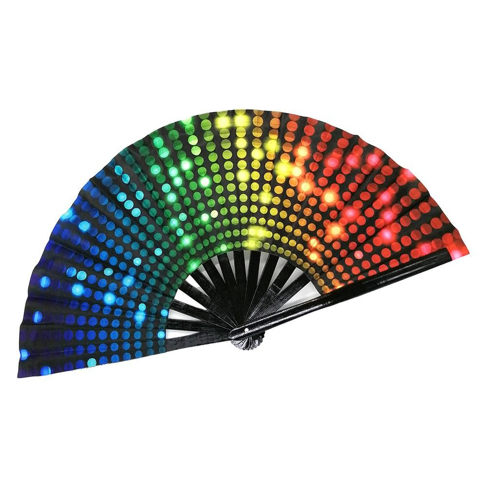Rainbow Fan Rainbow Rave Hand Fan Rainbow Hand Held Folding Fan Chinese and Japanese Handheld Fan Dancing Fan Fold Hand Fan