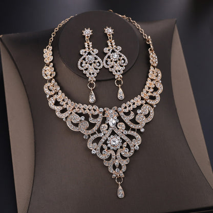 Conjunto de joias estilo palaciano com design sofisticado, joias femininas de luxo com strass incrustados