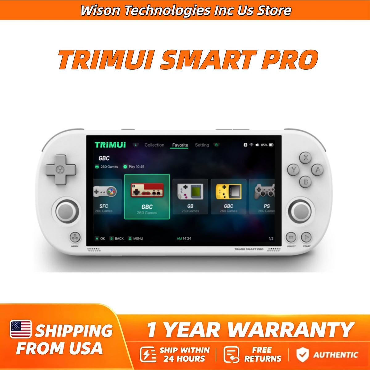 TRIMUI SMART PRO Handheld Game Console 4.96'' IPS Screen Linux System Joystick RGB Lighting Portable Retro Video Game 64G Player Gift 5000 mAh