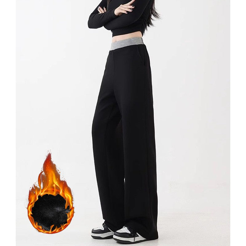 Winter Female Designer Snow Warm Casual Pants Girls Fashion Plush High Waist Trousers Lady Comfortable Fleece Thermal Pants