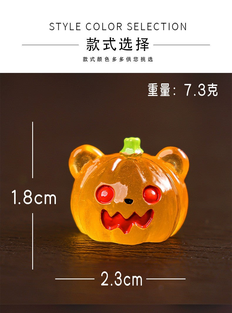 8/16/24pcs Luminous Halloween Micro Landscape Miniature Figurine Resin Craft Mini Fairy Garden Ornament Pumpkin Ghost Decoration