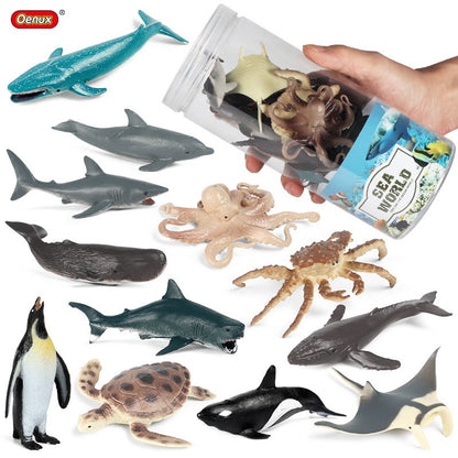 Mini Modelo Animal Fazenda de Vida Selvagem Aves Dinossauro Oceano Conjunto Animais da Planície Crocodilo Pinguim Insetos Brinquedos Micro Modelo Balde