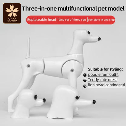 Modelo de Cachorro Falso para Tosadores Novo Modelo Três em Um Cabeça de Treinamento em Formato de Poodle Teddy Ram Cachorro de Modelo de Pelo Falso para Tosar
