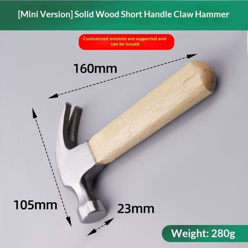 Mini Hammer High Carbon Steel Hammer Solid Wood Short Handle Octagonal or Round Head Hammer Small Manual Hardware Tool