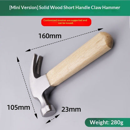 Mini Hammer High Carbon Steel Hammer Solid Wood Short Handle Octagonal or Round Head Hammer Small Manual Hardware Tool