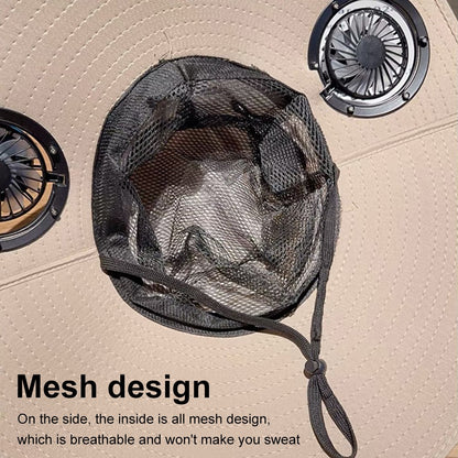 Wide Brim Solar Fan Hat Sun Bucket Hat UV Protection Fishing Hat with 2 Removable Fan Sun Visor Hat for Men Women Fishing