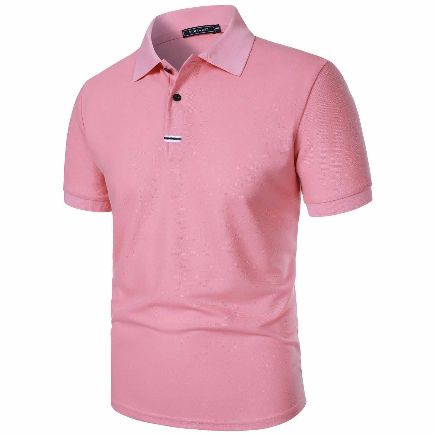 Men's solid color short-sleeved button-down lapel T-shirt casual top