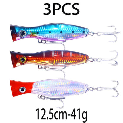Iscas de Pesca Popper Topwater 11cm 23g 13cm 43g Pesca Boia Artificial Pesca de Baixo, Lúcio, Carpa, Wobbler, Artigos de Pesca