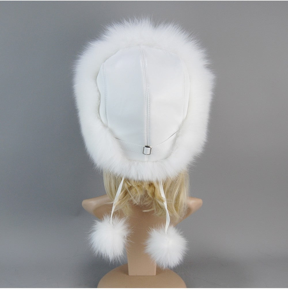Nova Touca de Luxo de Inverno 100% Pelo de Raposa Natural Toucas de Pelo de Raposa Real de Qualidade para Mulheres Toucas de Pelo de Raposa Genuíno para Meninas