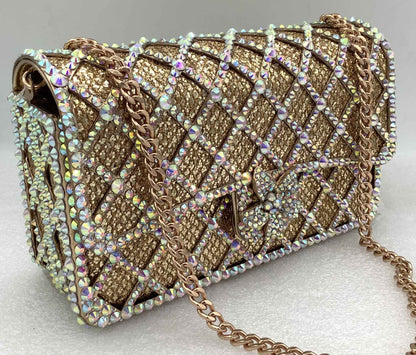 XIYUAN Women Orange/Blue/Silver/Green Jewels Long Chain Messenger Bags Party Wedding Diamonds Handbags Gems Shoulder Bag Wedding