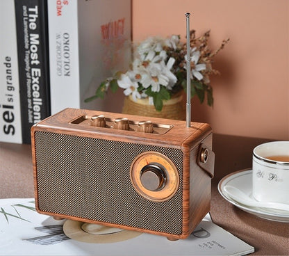 Retro Portable Wireless Bluetooth Speaker High-Quality Powerful Stereo Sound Box Vintage FM Rechargeable MP3 Player