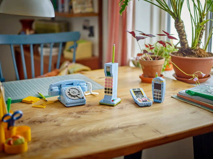 Lego telefone retrô blocos de montar brinquedos decoração de mesa para casa fácil de montar brinquedos educativos infantis presentes de feriado