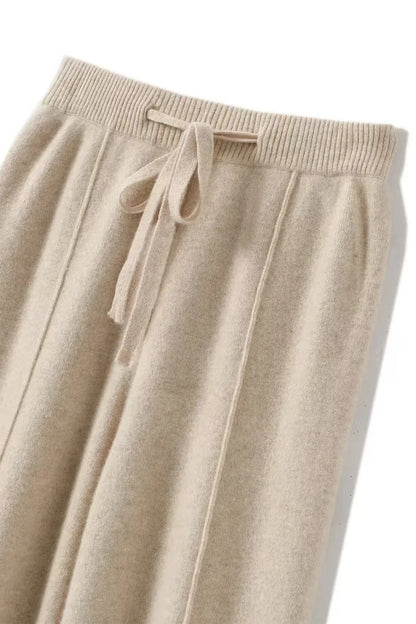 High Waist Knitted Woolen Wide Leg Pants Autumn Winter New Style Drapey Floor-Length Casual Trousers Skin-friendly Warm