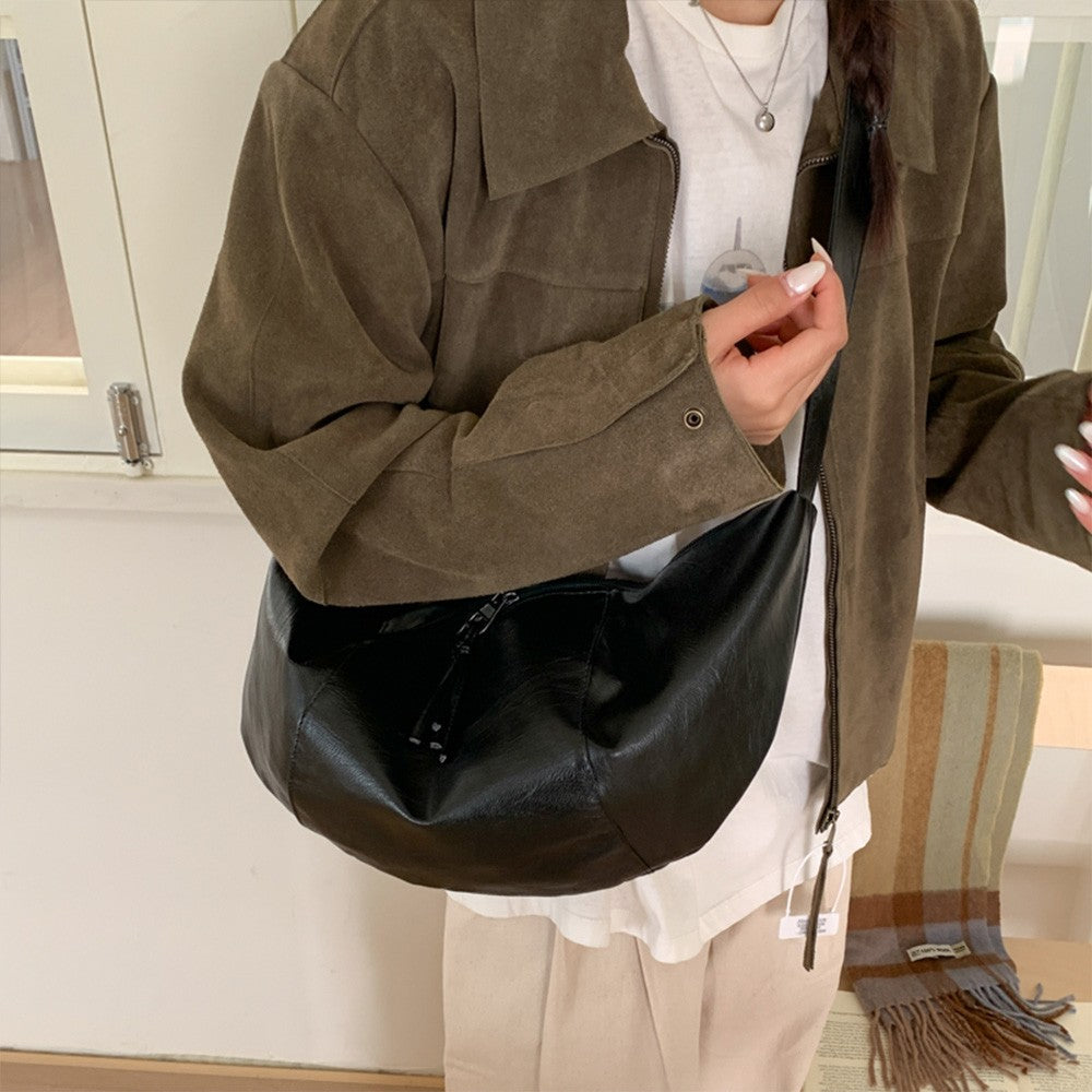 Small Niche Design Women's Large-Capacity Autumn and Winter Versatile Wide-Strap Single Shoulder Crossbody Dumpling Bag