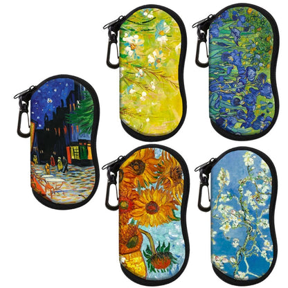 Vintage Van Gogh Sunglasses Box Glasses Soft Cloth Bags Glasses Case Women Zipper Sunglasses Bags Eyeglasses Case Eyewear Bag