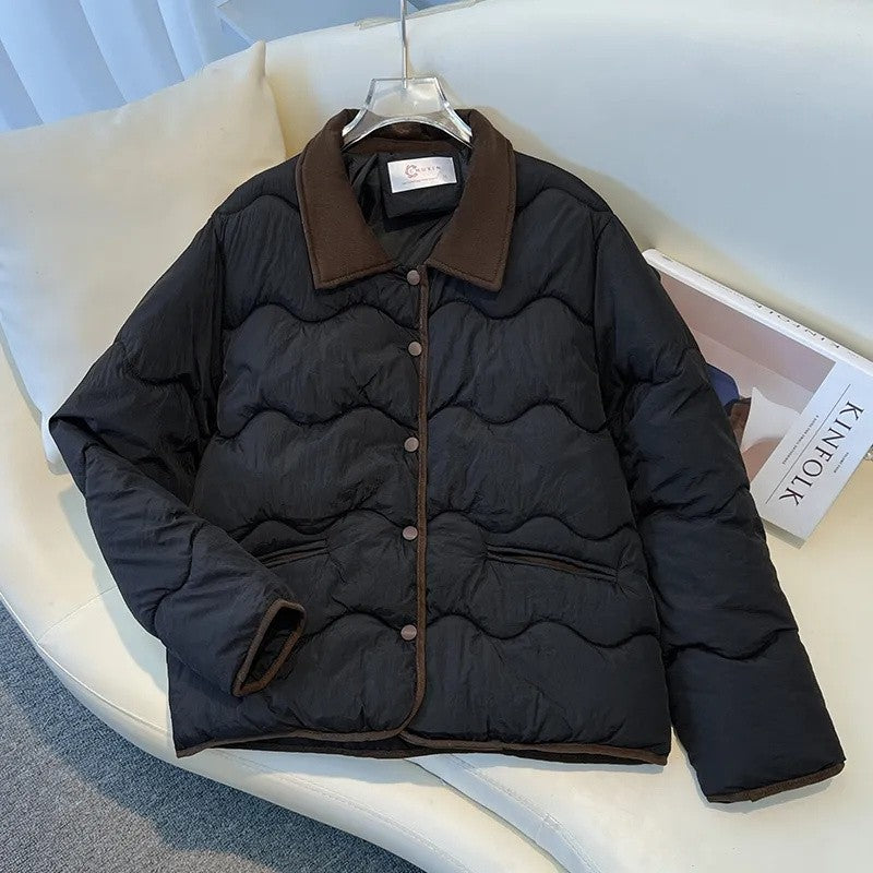 Fashion Women's Cotton Jacket 2025 New Autumn Winter Coat Parker Lightweight Warm Short Lapel Casual Outerwear Female Top