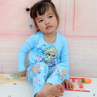 New Spring Autumn Children's Clothing Sets girl Sleepwear Clothes Kids Pajamas Set Baby Girls Cotton Anna Elsa Cartoon Pyjamas