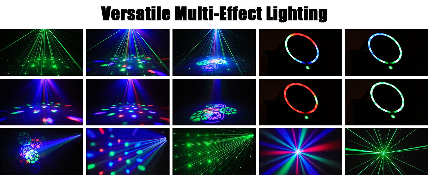 U'King Mini 30W Beam Pattern Moving Head Light RGB DMX Sound Activated Strobe Effect Stage Light for DJ Disco Party Christmas