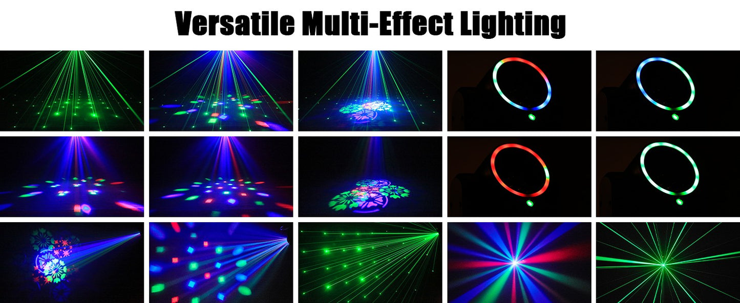 U'King Mini 30W Beam Pattern Moving Head Light RGB DMX Sound Activated Strobe Effect Stage Light for DJ Disco Party Christmas