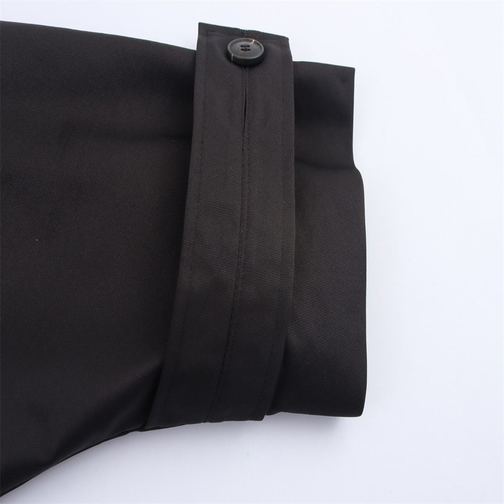 Autumn new European and American style hooded long sleeved lapel jacket single breasted trench coat short jacket