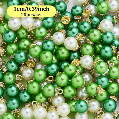 20pcs/set Shiny CCB Christmas Beads Pendant Classic Golden Rhinestone Spacer Beads For Earrings  Making Fashion Accessories