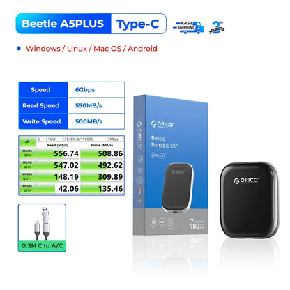 ORICO 1TB Portable SSD Up to 2000MB/s External Solid State Drive, USB 3.2 Gen 2x2 20Gbps for MacBook, iPad iPhone 15, PSSD - A20