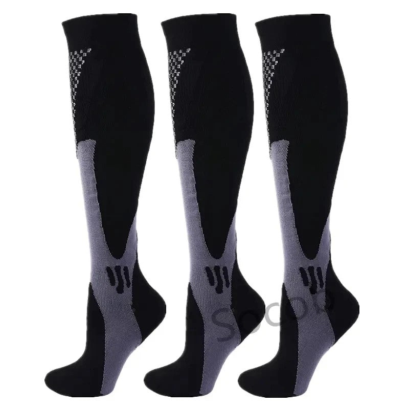 3/6/7 Double Compression Socks Varicose Socks Men Women With Diabetes Pregnancy Elastic Socks Gym Outdoor Sports Rugby Running