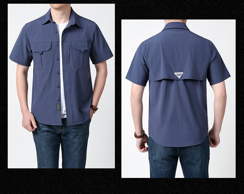 Men's Breathable Short Sleeve Shirt Men Casual Tactical Cargo Shirts Summer Quick Dry Hiking Work Shirts for Man Short-sleeved