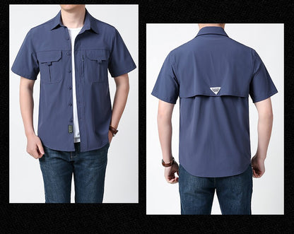Men's Breathable Short Sleeve Shirt Men Casual Tactical Cargo Shirts Summer Quick Dry Hiking Work Shirts for Man Short-sleeved