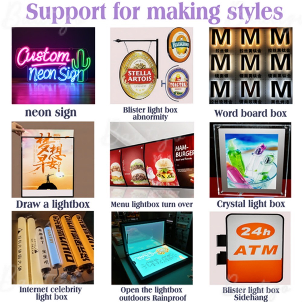 Custom LED Acrylic Light Box Sign Night Decor Interior Decoration Small Table and Wall Lamp Signage Room Sign