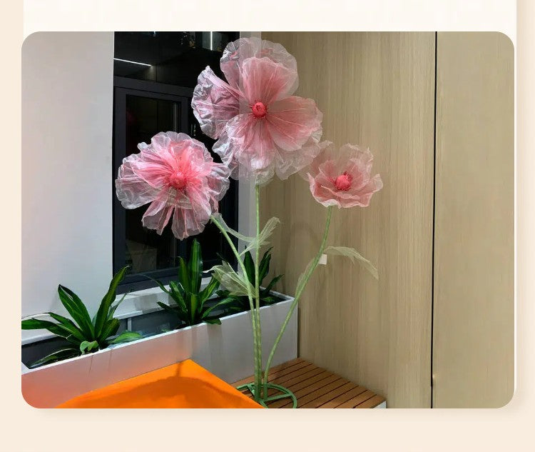 190cm Artificial Flowers Wedding Decor Props Road Lead Flower Silk Yarn Flower Poppy Window Display Garden Decoration Home Decor