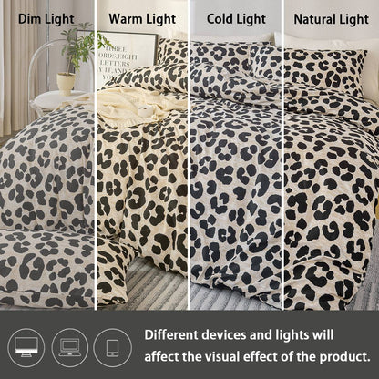 3pcs Leopard Print Duvet Cover Set, Soft Skin-Friendly Bedding Set Includes 1 Duvet Cover And 2 Pillowcases