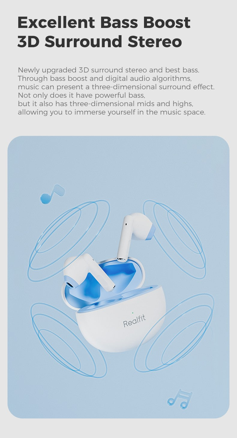 Fone de ouvido Bluetooth Realfit F2 Excelente Qualidade HIFI Fones de ouvido TWS sem fio Atacado para realme xiaomi