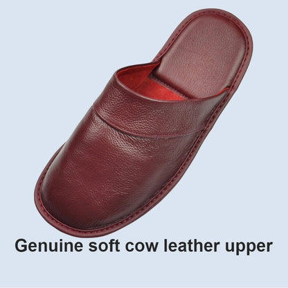 Genuine Cow Leather Slippers Homes in indoor slipper Spring Autumn summer men women elderly non-slip casual single Slides shoes